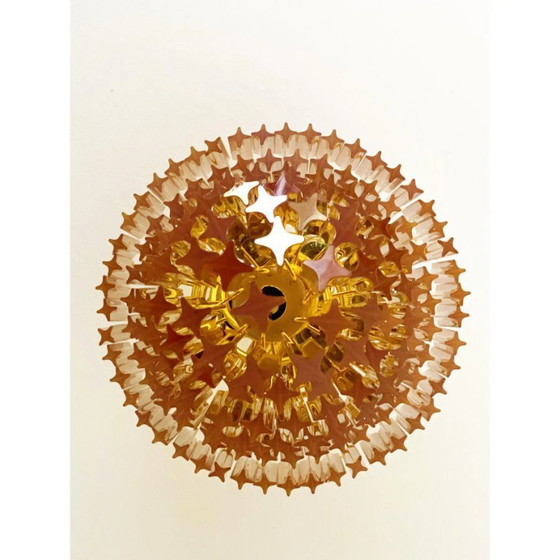 Image 1 of Zeitgenössischer bernsteinfarbener „Quadriedro“-Kronleuchter aus Muranoglas im Venini-Stil