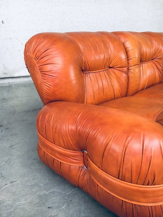 Image 1 of 1970's Midcentury Modern Italian Design by Adriano Piazzesi Leather 3 Seat Sofa