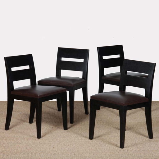 Juego de 4 sillas Archipel de cuero, diseñadas por Christian Liaigre en 1994.