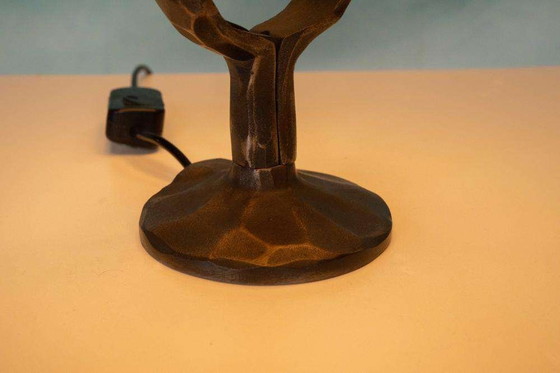 Image 1 of Brutalist table lamp 70s vintage bronze table lamp