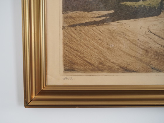 Image 1 of Peinture "Le moulin à vent", design scandinave, années 1970