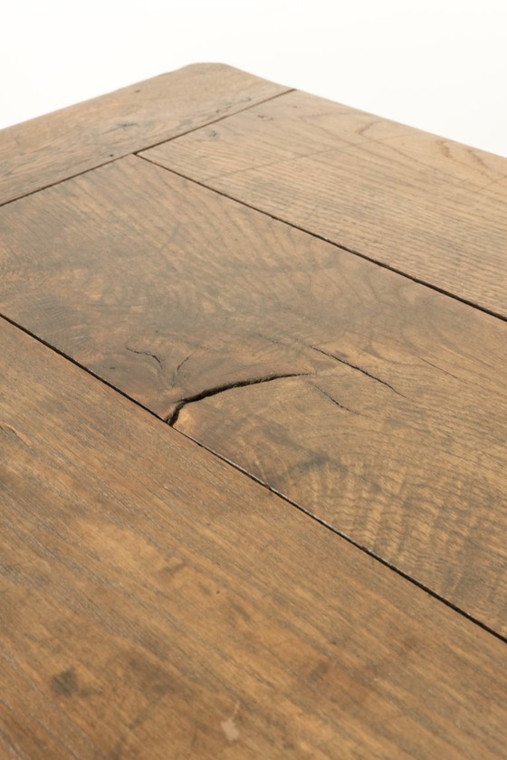 Image 1 of Large antique French farmhouse dining table made of oak from the early 1800s