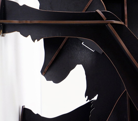 Image 1 of Mobile contenitore da parete Fausto "Ibex" in nero spazzolato di Ibride - Benoit Convers - Francia