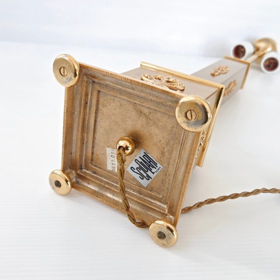 Image 1 of Vintage 1970s table lamp signed Sciolari, bronze and gilt brass, 70s