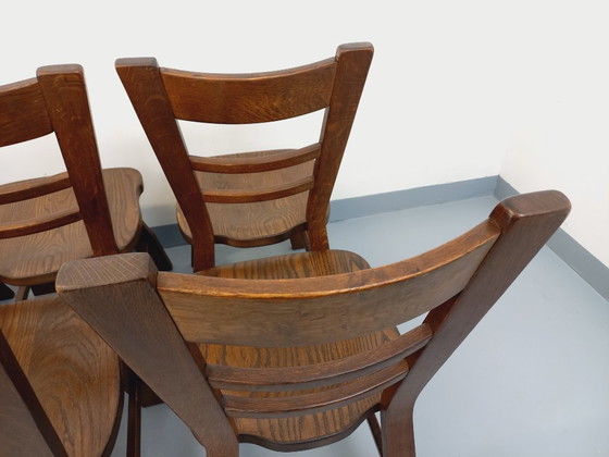 Image 1 of Set of 6 vintage brutalist oak chairs from the 1950s