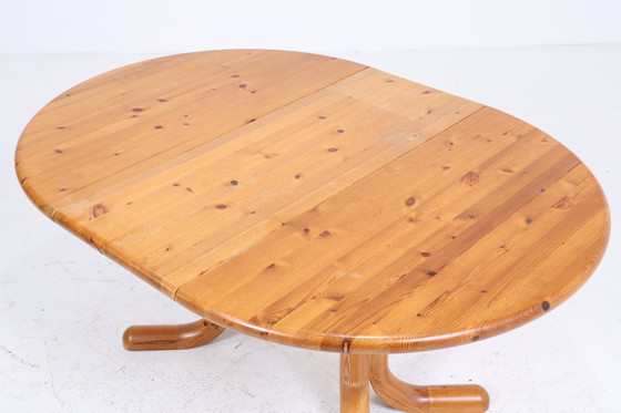 Image 1 of Table de cuisine vintage en pin des années 60 | Mid Century Table de salle à manger rétro des années 70 Bois extensible #05-41