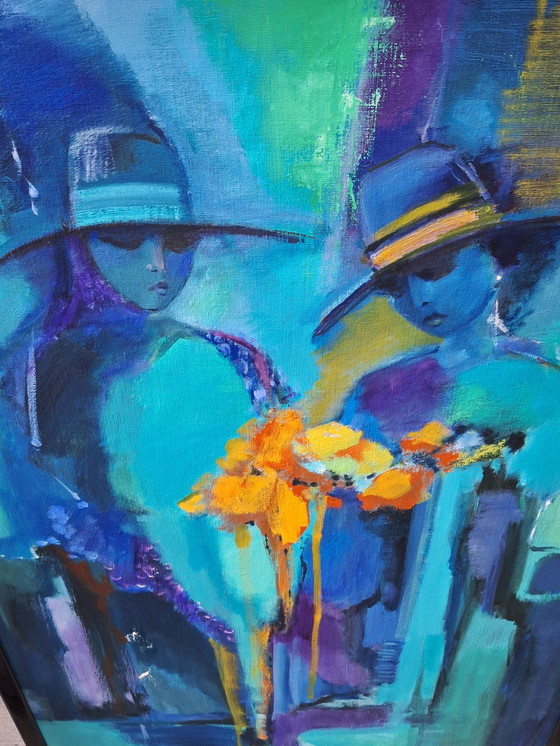 Image 1 of Pittura astratta in blu e verde