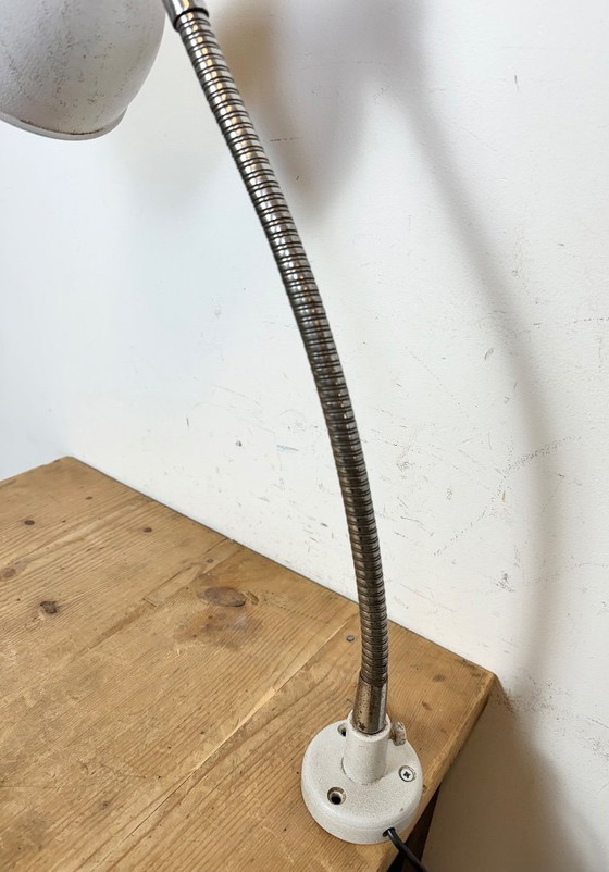 Image 1 of Grey Industrial Workshop Gooseneck Table Lamp, 1960s