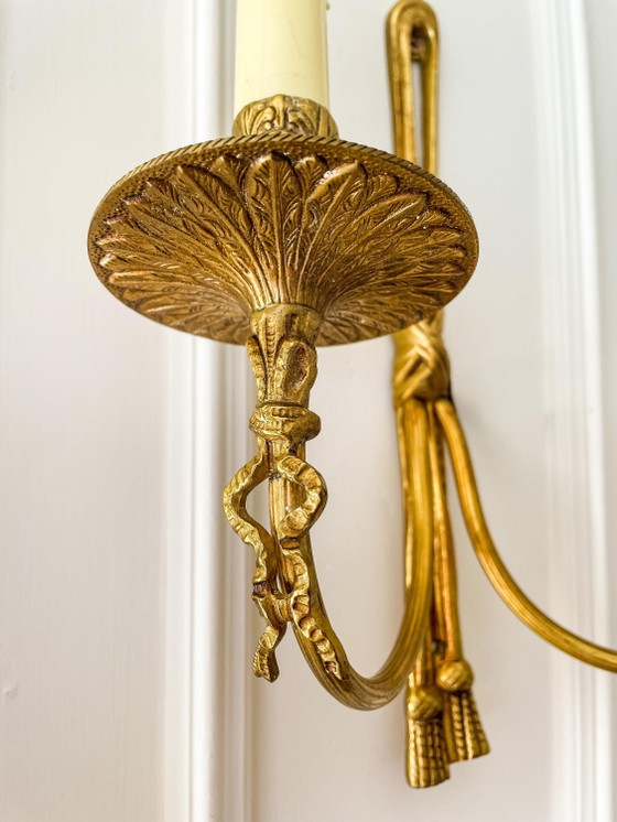 Applique da Parete Vintage Impero Francese in Ottone, 2 Luci, Neoclassico, Anni '50 – Brass (photo 3 of 5)