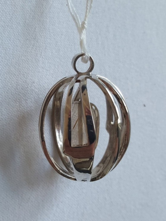 Image 1 of Jewelry: pendant, silver and rock crystal, unique, 1960s
