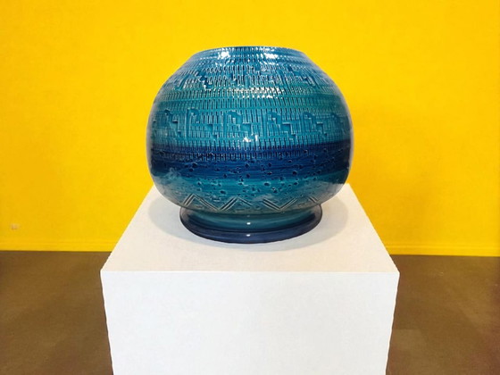 Image 1 of Bitossi Rimini Blu Vase 1960er | Aldo Londi Italienisches Mid-Century Keramikdesign