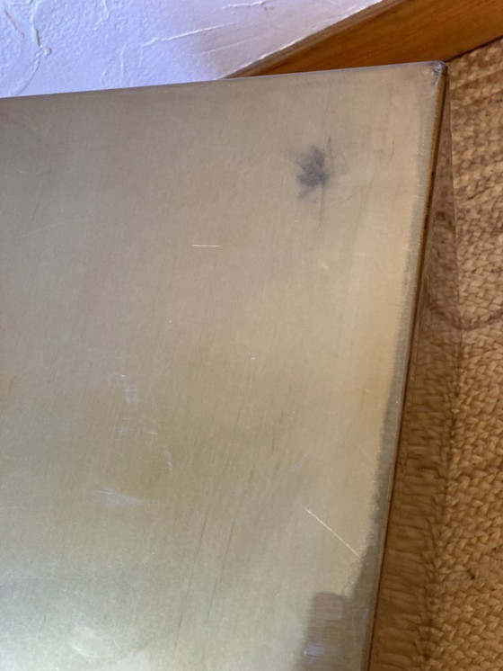 Image 1 of Electro-galvanized metal seat, brass effect. Pharrell Williams / Louis Vuitton fashion show, 2024