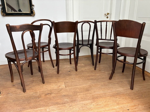 6 Mixed Thonet chairs