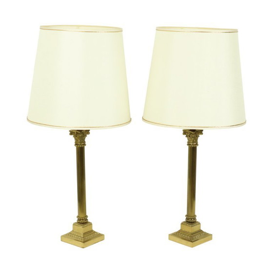 Image 1 of Coppia di lampade Hollywood Regency in ottone