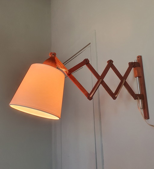 Vintage Wooden Scissor Lamp