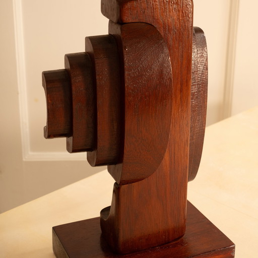 Sculpturale houten lamp - Italië 1960