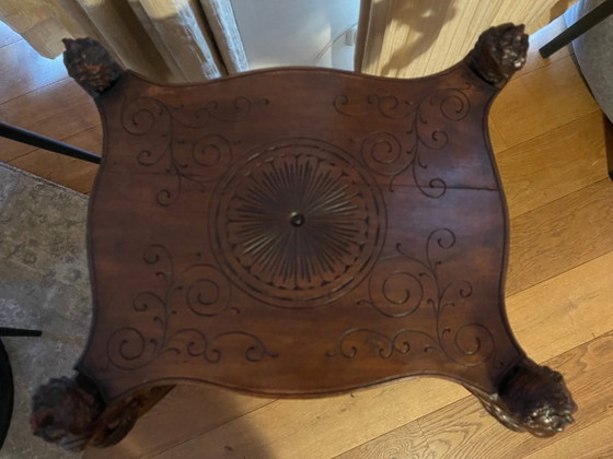 Image 1 of Mesa neorrenacentista con bandeja, italiana, siglo XIX, nogal macizo