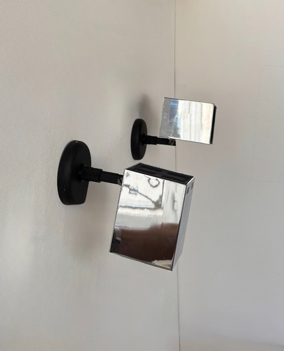 Image 1 of Coppia di applique vintage regolabili, metallo cromato, Francia, 1970