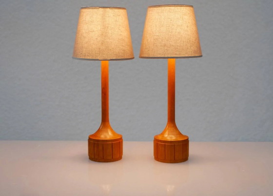 Image 1 of Scandinavian oak table lamps from Elpe, set of 2
