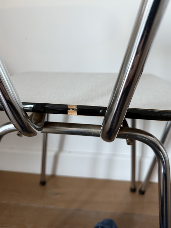 Image 1 of Set van 3 Vintage Design Stoelen – Ovale Rug – Grijs Formica