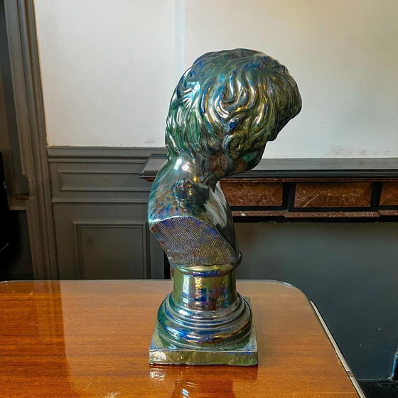 Buste van een jonge jongen in gezouten steengoed door Louis Gustave Cambier & Roger Guérin, 1925 (photo 9 of 21)