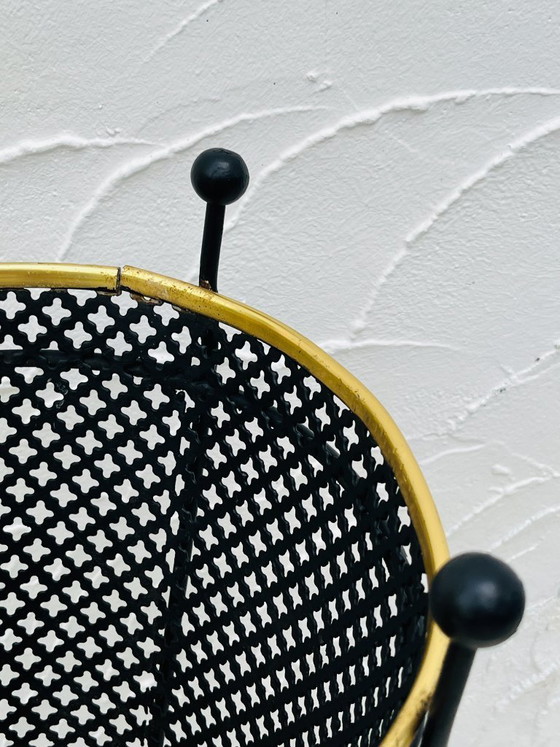 Image 1 of Vintage umbrella stand in black perforated metal and brass