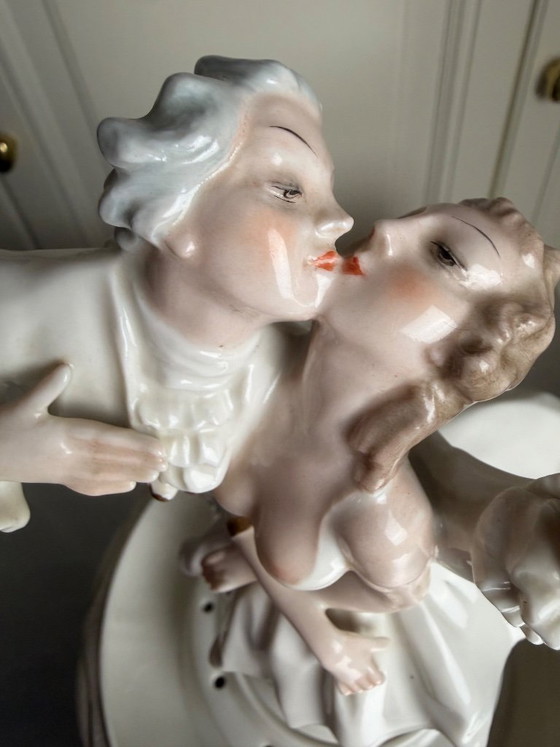 Image 1 of Hutschenreuther Selb Art Department – ​​Karl Tutter – Original two-part flower arrangement dish “Lovers / The Kiss”