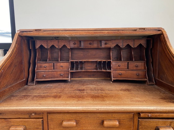 Image 1 of Roll top/tambour bureau in massief eik (1900-1930)