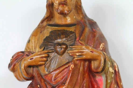 Image 1 of Devoción de Cristo al Sagrado Corazón. Antigua, 49 cm de alto.