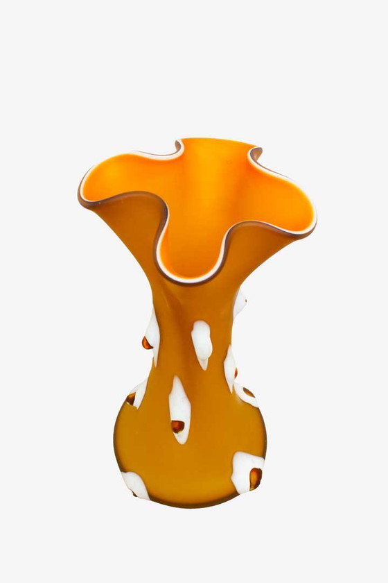 Image 1 of Vaso vintage in vetro arancione Prokuplje Yugoslavija soffiato a mano