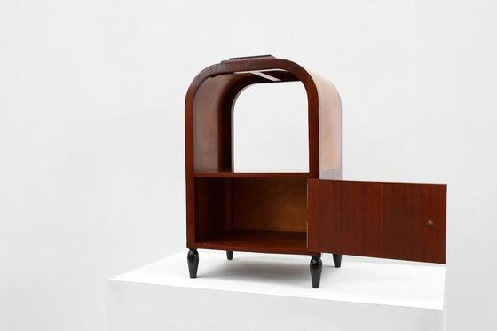 Image 1 of Tavolino Art Déco ad arco con contenitore e piano in marmo nero, Francia, 1920 ca. 1920
