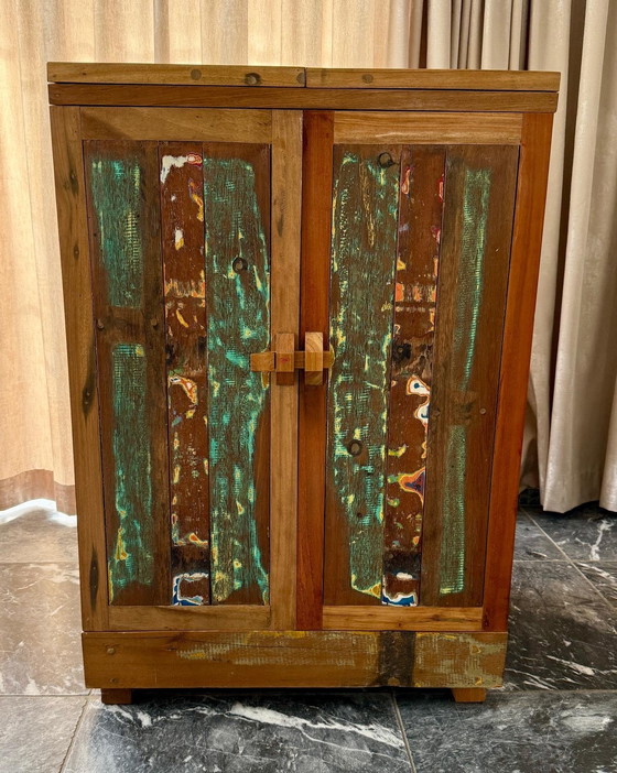 Image 1 of 🌿 Aparador/mueble bar/mueble bar único, fabricado con madera reciclada de demoliciones - hecho a mano en India