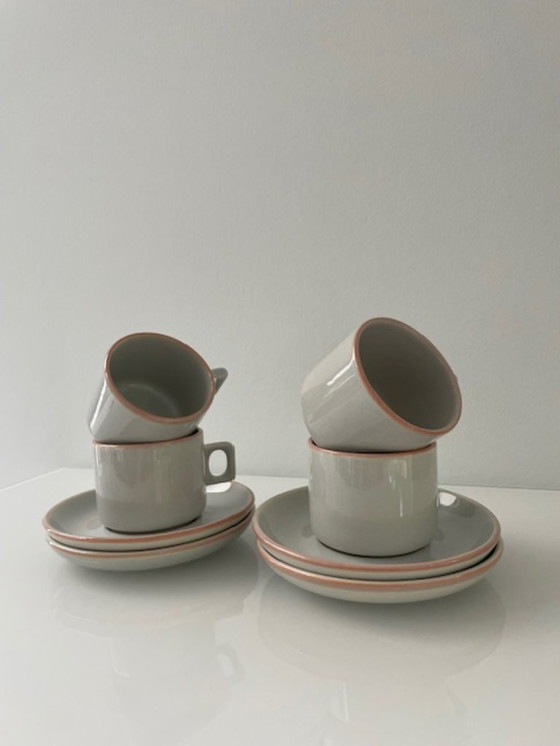 Image 1 of Vintage koffieservies – Huizen Holland Driehoek (5 kop en schotels)