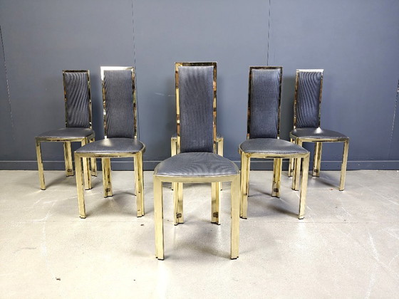 Image 1 of Vintage french brass dining chairs, 1970s 