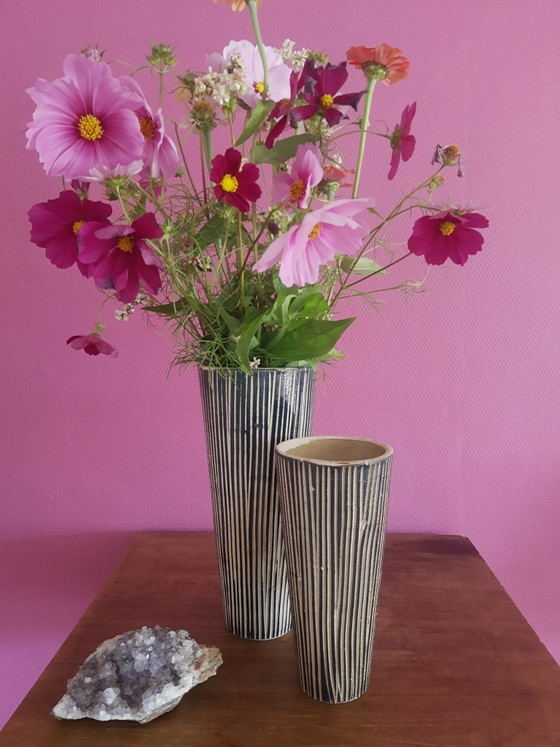 Magnifico set di Vasi decorativi in ceramica Mid-Century anni '50, Design Vintage Fatto a Mano (photo 5 of 12)