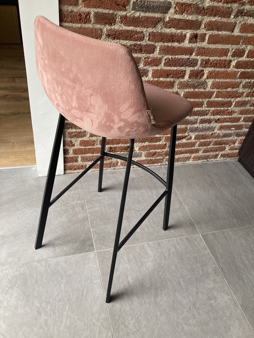 Dutchbone Franky Samt rosa Barhocker, hoch