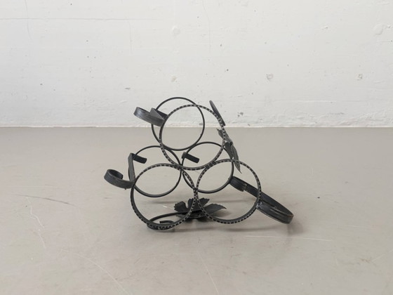 Image 1 of Dekorativer Weinflaschenhalter aus Schmiedeeisen mit Weinlaub-Motiv, 20. Jahrhundert