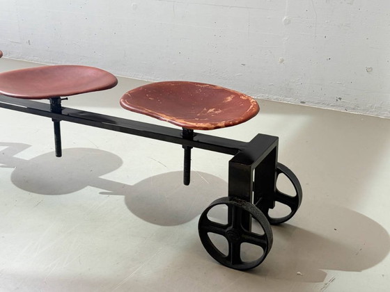 Image 1 of ndustrielle Sitzbank von KARE Design mit verstellbaren Ledersitzen, 2000er Jahre