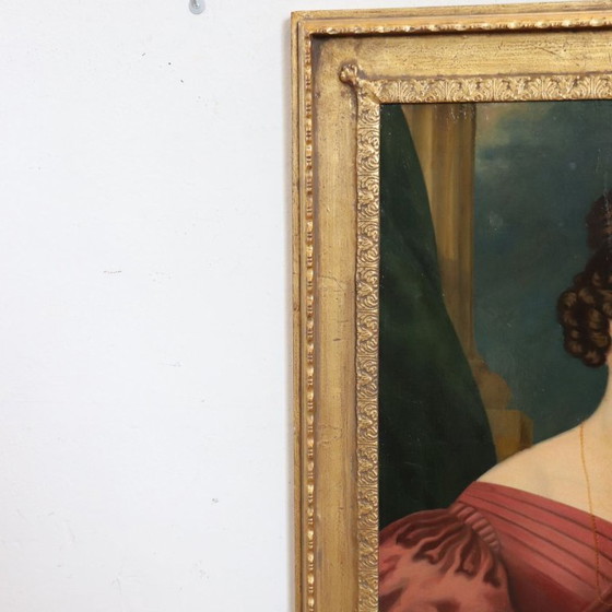 Image 1 of Ritratto di giovane donna, olio su tela, Italia, XIX secolo