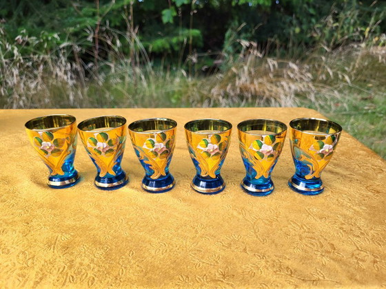Vintage Murano Handmade Decanter Set - 24K Gold - Light blue 6 piece liquor set, Glass & Decanter, Glass (photo 7 of 8)