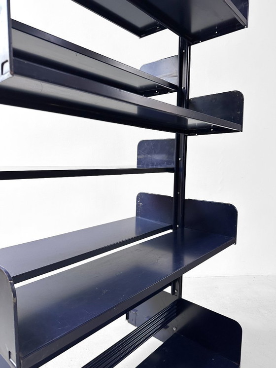 Image 1 of Italienisch-Dutch Lips Vago "Congresso" Stahlblaues Doppelbücherregal, 1966