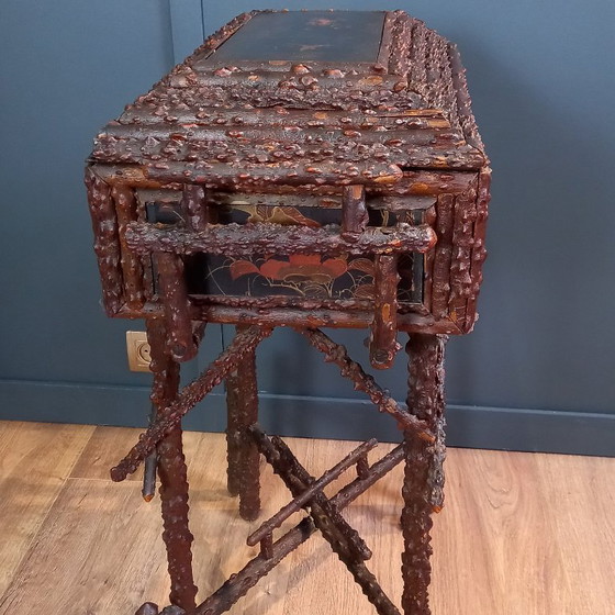 Image 1 of Antique Japanese Faux Bois sewing table