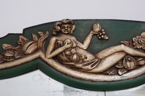 Image 1 of Miroir sculpté vert Art déco français, années 1930