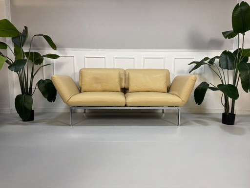 Brühl Roro Designer Leder Beige Sofa Schlafsofa Gäste Couch