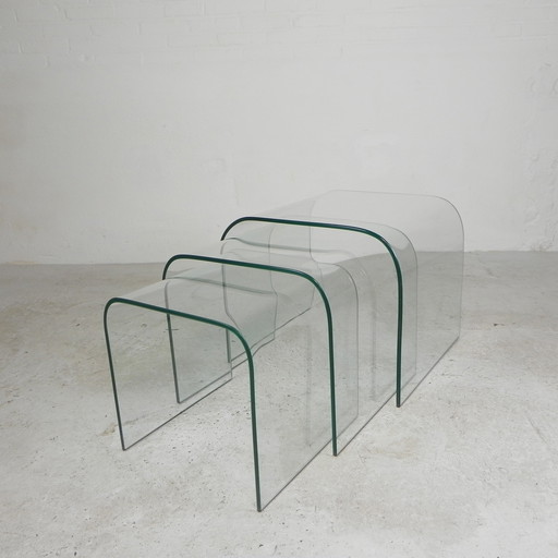 Satz von 3 Glastischen von Angelo Cortesi für Fiam
