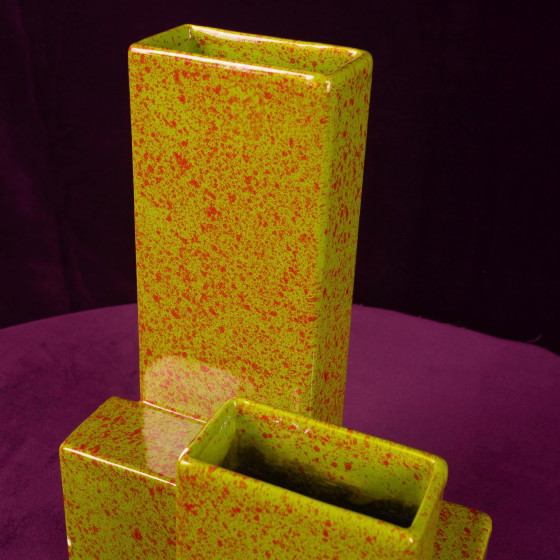 Geometrische dubbelkoloms keramische vaas Space Age, Italië 1970 – Plantenbak, Ceramic (photo 15 of 20)