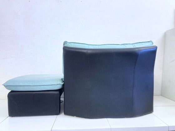 Image 1 of Postmoderne fauteuil met voetenbankje van Nicoletti Salotti jaren 80 ontwerp