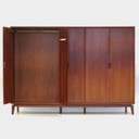 Large vintage mid century modern 5-door wardrobe in teak, 1960s