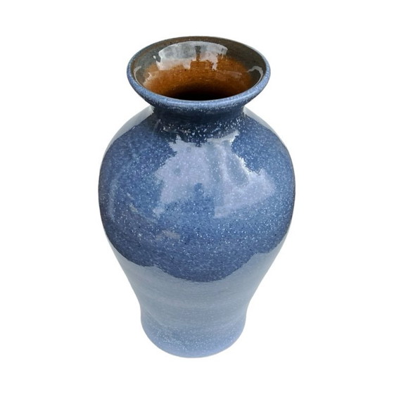 Image 1 of Vintage blauwe keramieken vaas - reactief glazuur, Duitsland, jaren 1960/1970.