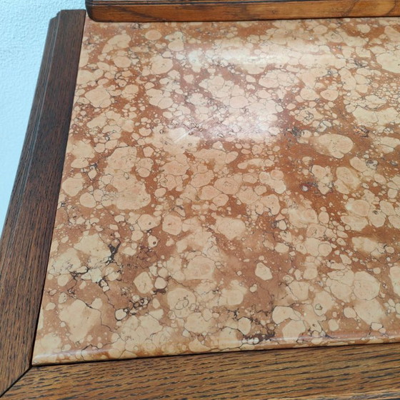Credenza antica vintage, comò, credenza con vetrina con piano in marmo – Credenze con vetrina, Legno (photo 15 of 18)